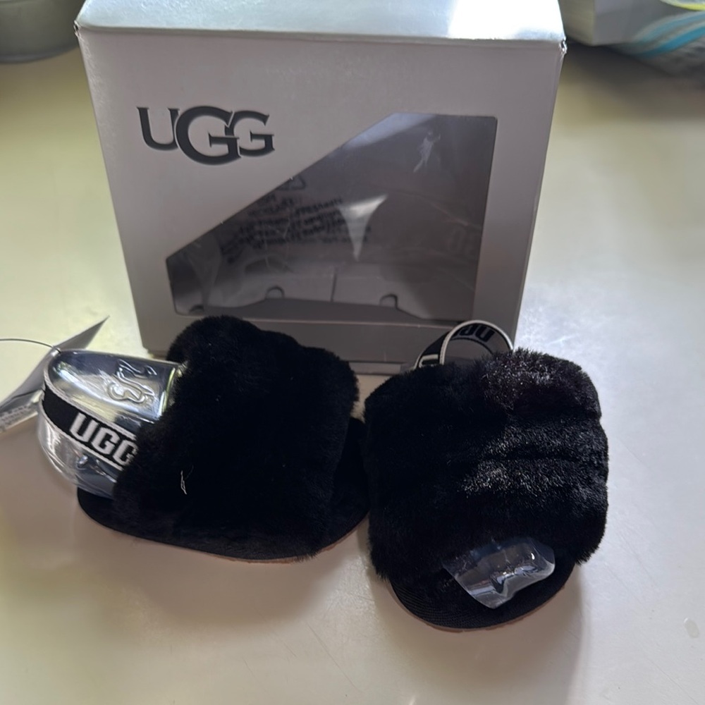 UGG Black Furry Baby Booties